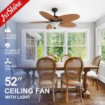 52 Inches DC Motor Tropical Style Decorative Ceiling Fan Remote Control 5 Blades