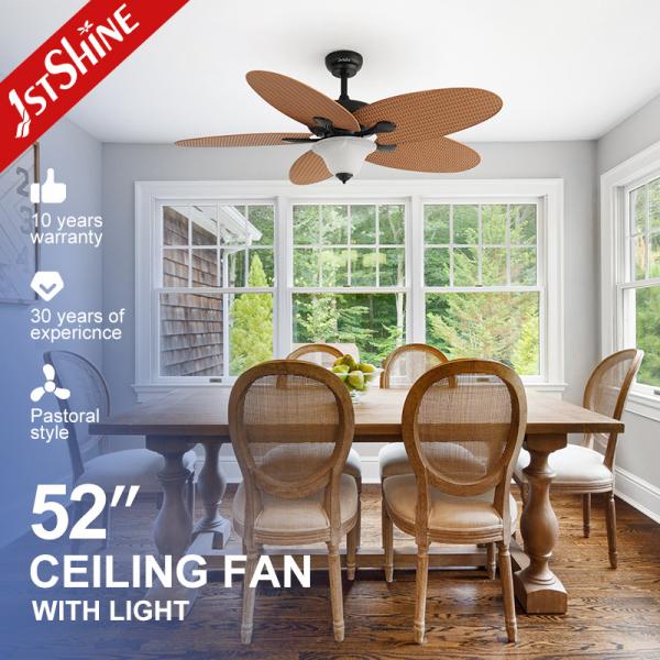 52 Inches DC Motor Tropical Style Decorative Ceiling Fan Remote Control 5 Blades