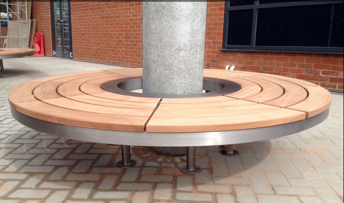 Commercial Waiting Bench Tree Seat Outdoor Tree Around Benches Wooden Storage Bench Seat with Round Tree Bench