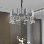 Stainless Steel Chrome Modern Crystal Ceiling Lights Adjustable 110V - 240V
