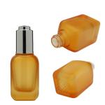 Custom Square Cosmetic Glass Bottle 50ml Flat Shoulder Push Button Dropper