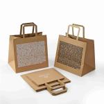 Custom Print Grocery Brown Kraft Bags Bulk With Handle 80gsm