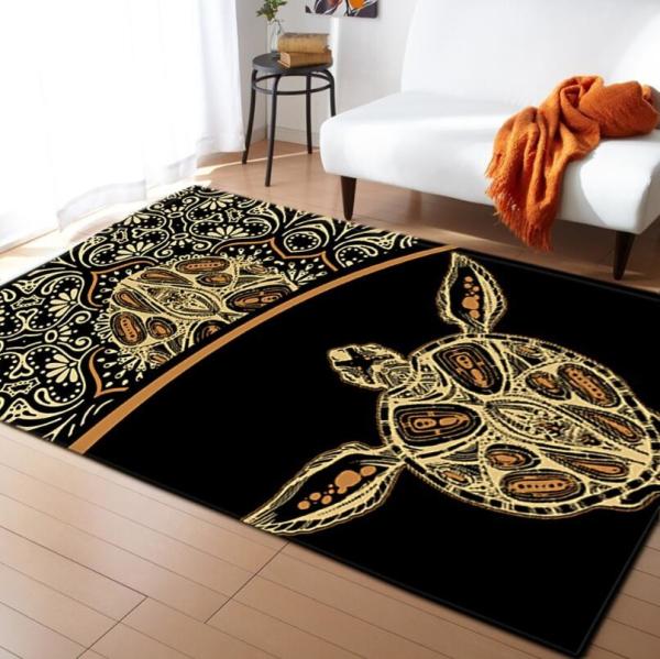 Ethnic Ancient European Flower Pattern Living Room Floor Carpets Polyester Fiber