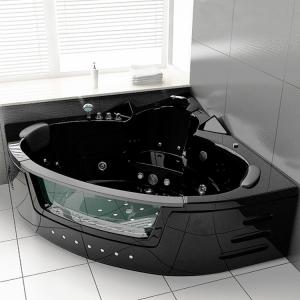 Wholesale Black Corner Whirlpool Massage Bathtub With Glass Bubble Ozone Indoor from china suppliers