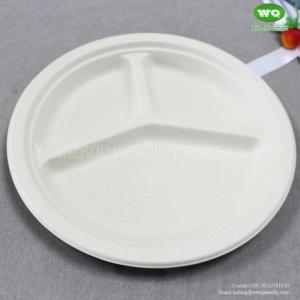 China 2022 Best Sell  Eco-Friendly Sugarcane 3-Compartments Plate Heavy-Duty Takeaway Plates Natural Plant Fiber Prodcut on sale