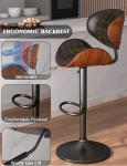 Outdoor PU Leather Upholstered Bar Chair with Back and Footrest Adjustable