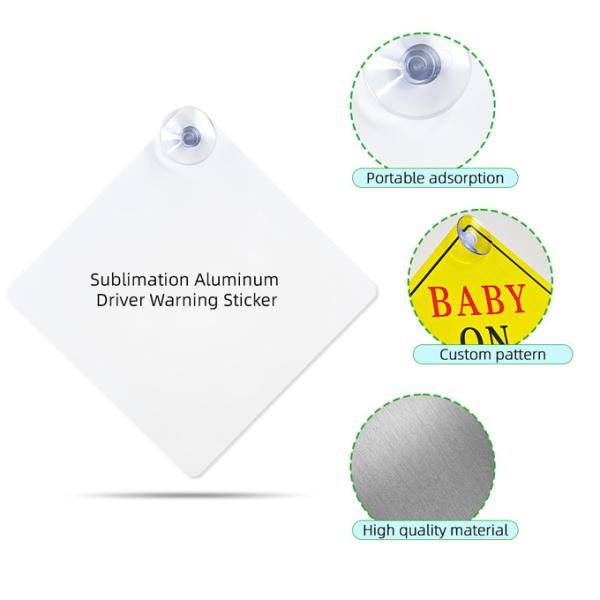 Sublimation Blanks Aluminum Sheet Car Warning Sign Sublimation Hanging Plaque For Custom Driver Warning Sticker