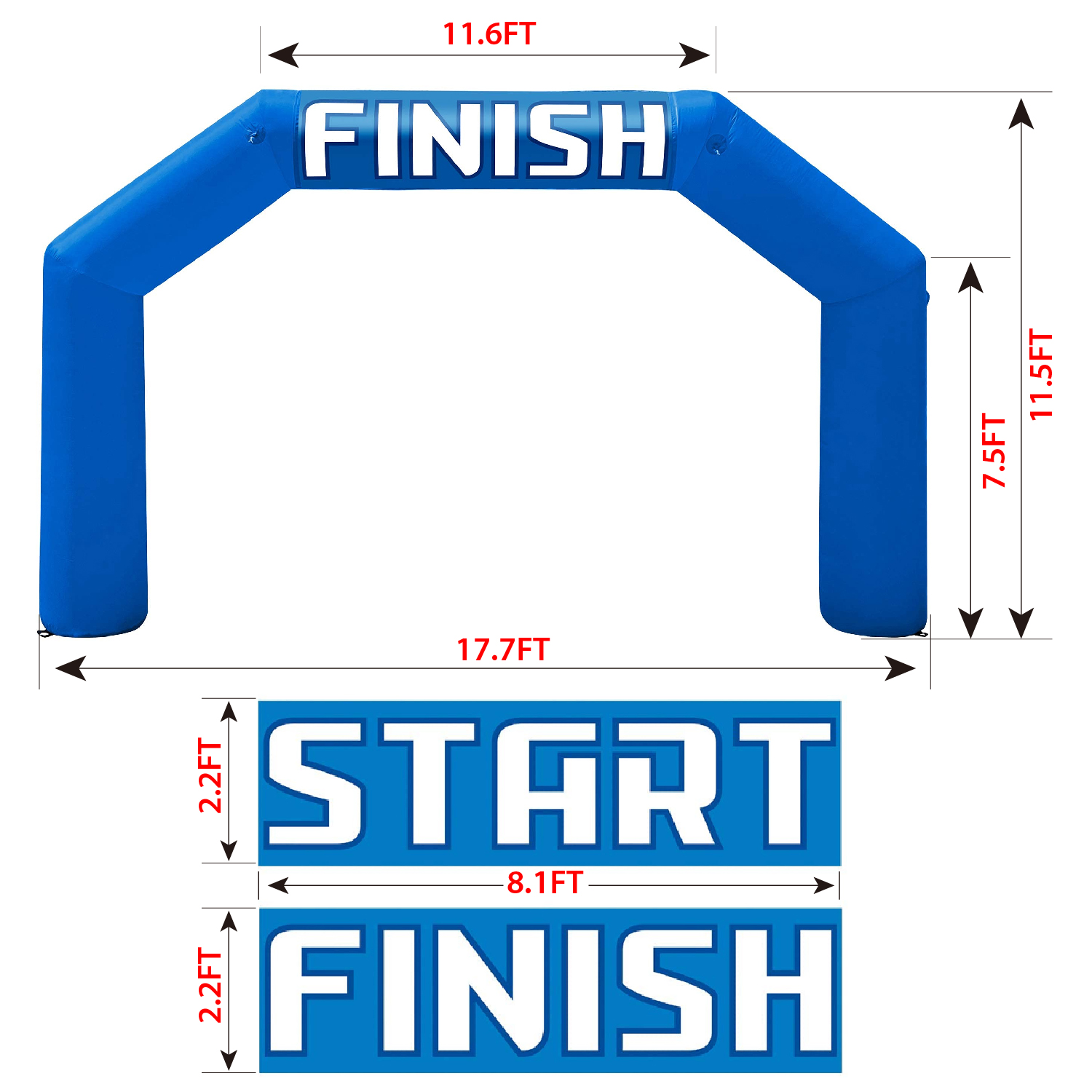 Blue 20ft Inflatable Archway Event Arch Entrance Finish Line Inflatable Race Advertising Arch for Marathon