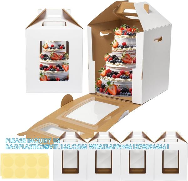 Tall Cake Boxes 4 Pack 12x12x14 Cake Boxes For Tier Cakes 12 Inch - Disposable