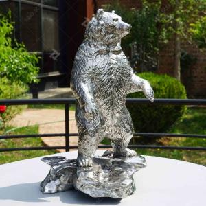 Wholesale Silver color Stainless Steel Cast Sculpture Standing Bear For Home Decoration from china suppliers