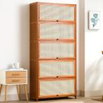 Bamboo 5 Tier Wooden Shoe Rack Storage Organizer Furniture