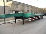 3 Axles Manual Semi Trailer Trucks Low Bed , Two Single Cargo Truck