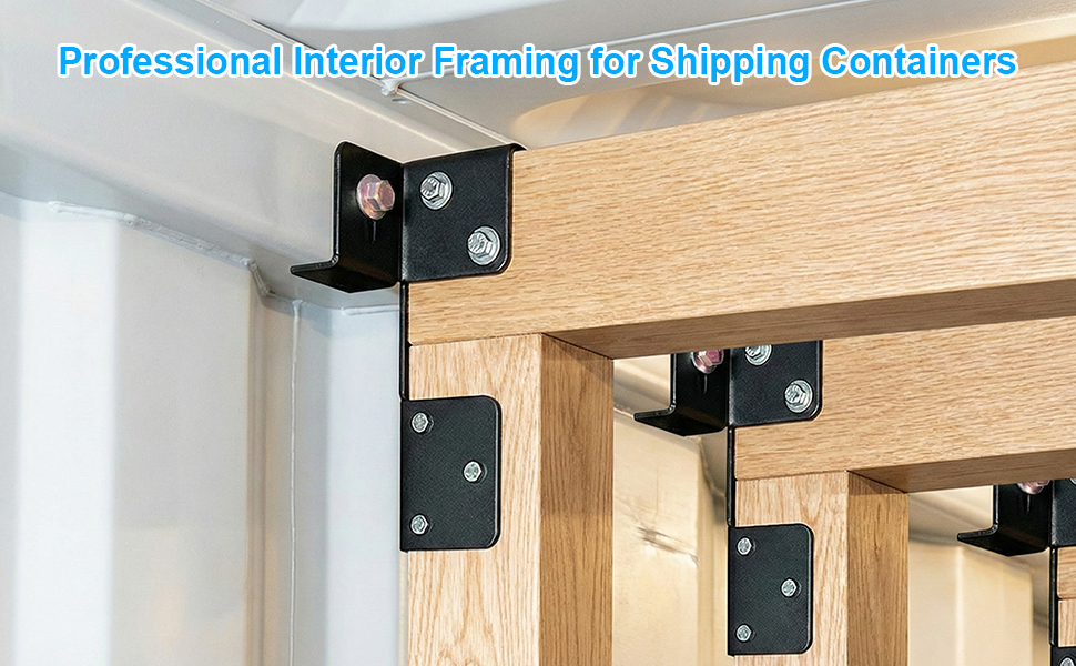 Shipping Container Brackets, Heavy Duty Stud Framing Kit for 2x4 2x6 Lumber | Interior Container Framing Support, Heavy Duty Steel Brackets for