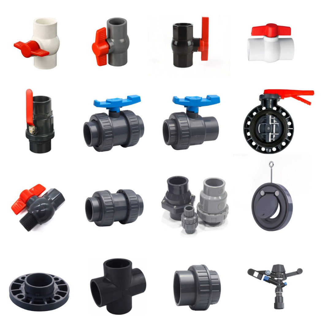 China Factory Big Size New Material PVC Plastic Ball Valve 8&quot; Inch UPVC PVC Ball Valve with Red Handle