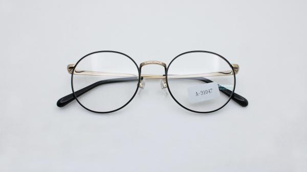 Two tone black gold eyeglasses vintage round titanium frame for Women Men clear