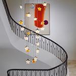 Antique glass star moon starry sky pendant lamp bedroom bedside lamp staircase