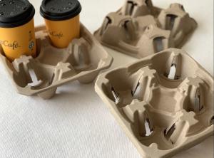 Wholesale Eco Friendly Dry Press Molded Pulp Cup Holders Carriers 4 Cup Recyclable from china suppliers
