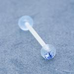 3 Pieces Crystal Gems Plastic Barbell Tongue Piercing Hypoallergenic 14G