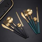 SS304 Black Gold Kitchen Flatware Sets Stainless Steel 6 Piece Silverware Set