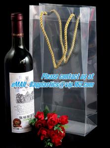 Wholesale Handle Wine Bottle Paper Bags With Two Side Logo,transparent wine gift pp bag, plastic bag with handles bagplastics pac from china suppliers