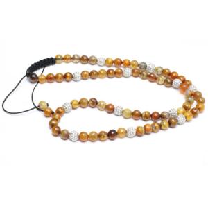 Wholesale Long Handcrafted Beaded Necklas with Brown Cracked Agate Faceted Rounds from china suppliers