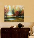 Classical Original Oil Landscape Paintings River Side For Wall Decor