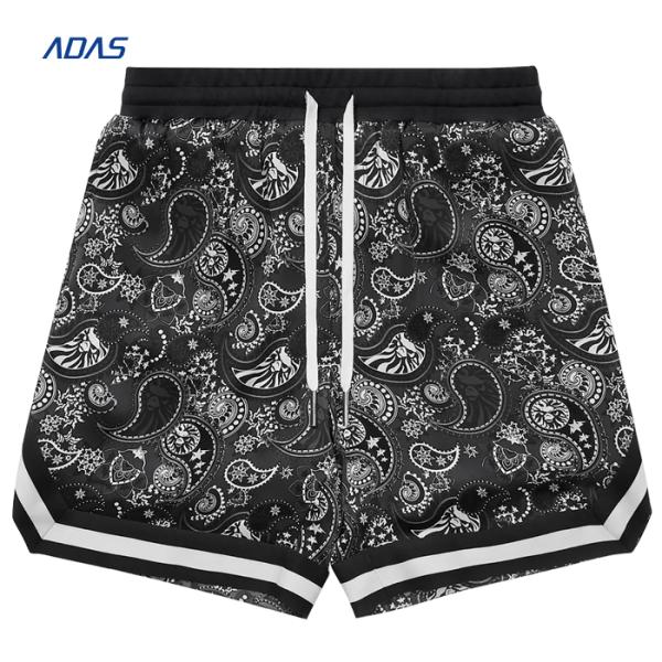 Team Sublimated Mesh Shorts Black Polyester Fight Basketball 3D Embroidered Lettering