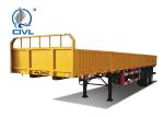 Three Axle Semi Trailer Trucks , Yeallow Color Sidewall Semi Trailer Flatbed