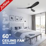 110-240V/50Hz-60Hz 2- DC Copper Ceiling Fan with Light 60 Inches White Metal
