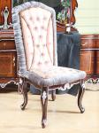 Crystal Buttoning Antique Wooden Throne Chair Retro Imitation Wood Frame Leather