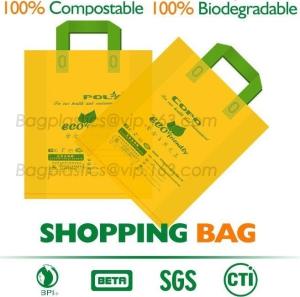 Wholesale 100% Compostable Shopper, Biodegradable Handle Handy Carrier Eco Bio Starch Plant Biodegradable T-Shirt Bags With Logo from china suppliers