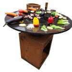 Corten Steel Wood Charcoal BBQ Grill With Removable Ash Catcher