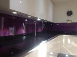 Kitchen Violet Painted Glass Backsplash Easily Clean The Stains
