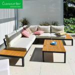 Modern Outdoor Furniture Luxury Teak Wood Sofa Set and Table for Custom Garden