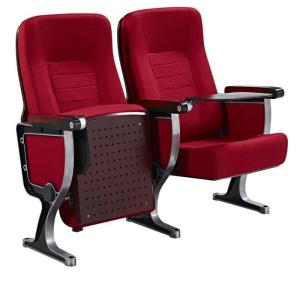 Wholesale Soft Fabric Chairs For Church Halls With Paint Plate Back / Wooden Armrest from china suppliers