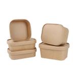 Disposable PET Kraft Paper Square Lunch Box With Lid Fast Food Packaging For