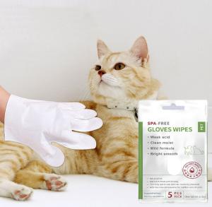 Wholesale 5 PCS Disposable No Rinse Pet Cleaning Gloves for Face Body Ear Paws and Butt from china suppliers