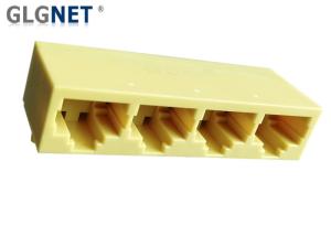 Wholesale 1 x 4 Ganged RJ45 Multiple Port Connectors Tab Down Yellow Plastic from china suppliers