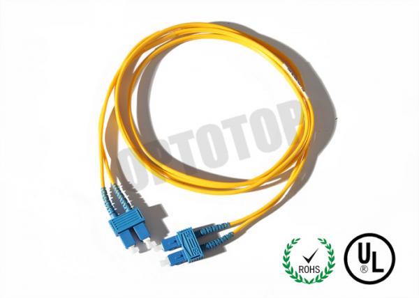 Quality SC Connector Optical Patch Cord 2F ZIP 3.0mm OFNR CORNING SMF-28 ULTRA , Yellow Jacket for sale