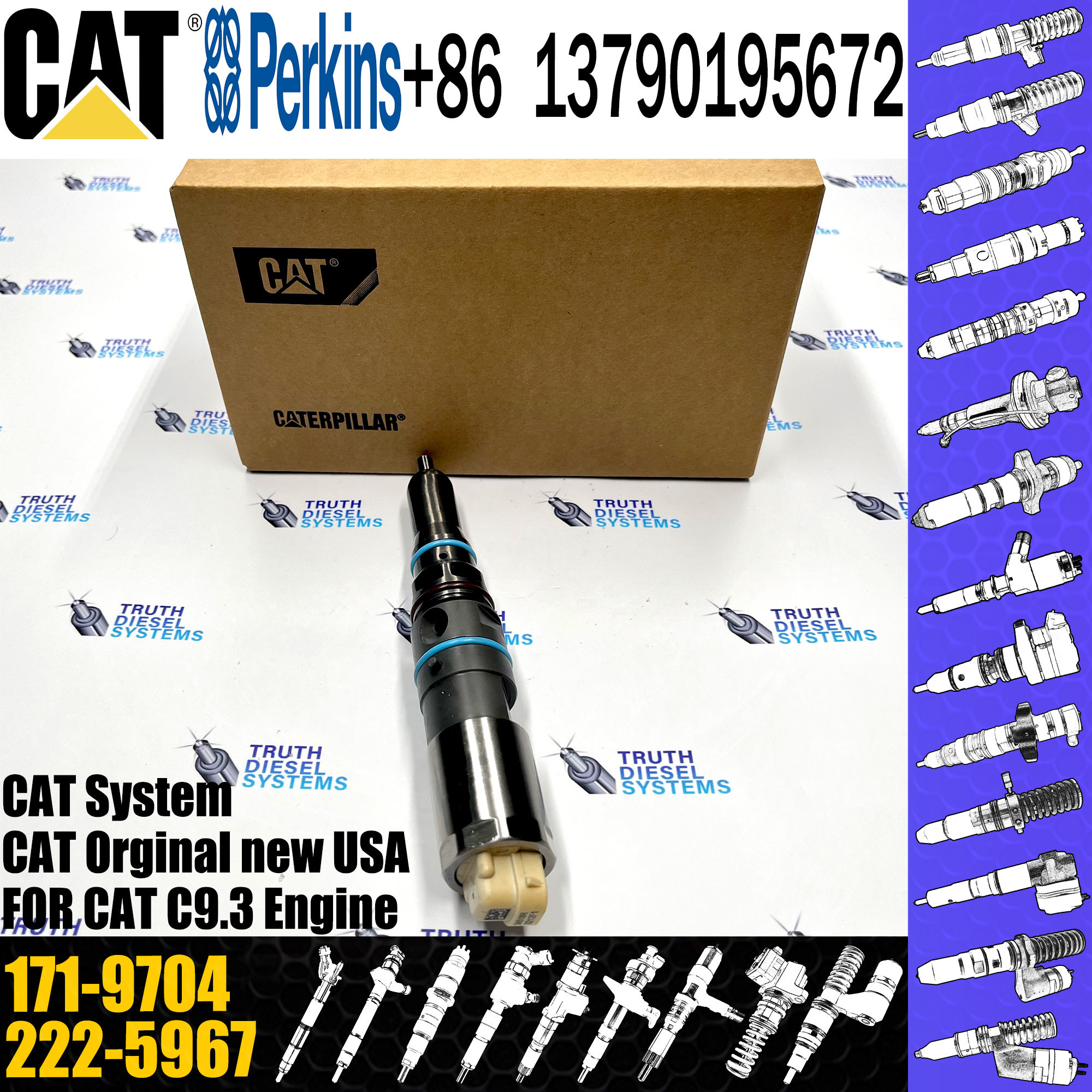 Diesel Common Fuel Rail Engine Injector 169-7408 171-9704 222-5967 196-1401 232-1175 222-5966