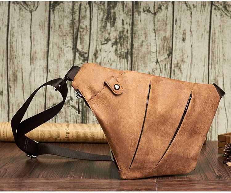 None Pattern Type Genuine Leather Minibook Crazy Horse Leather Messenger Bag for Man