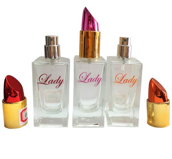 Cute Square Glass Perfume Bottles / 30ml Antique Perfume Bottles With Lipstick