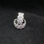 Silver Moissanite Eternity Ring Cuban Link Chai Band Cut 18K Gold Claw Setting