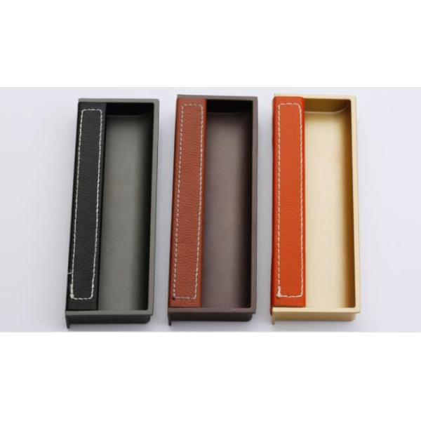 l Brown Leather Drawer Pull Office Desk Leather Knobs Drilling Install Hidden Leather Handle