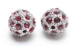 Red Crystal Pave Rhodium Plated Alloy Beads 12mm Pave Crystal Ball Beads AL13102