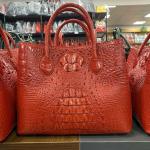 Medium Handfeeling Faux Crocodile Leather Fabric 32x28x15cm Microfiber Red
