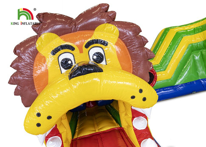 PVC Outdoor Lion Carton Bounce Obstacle Course 6.5*5.5*3.2m
