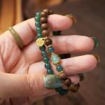 Real Jade Bracelet For Women, Natural Jadeite Handmade Carved Peach Blossom