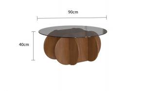 China Simple Light Luxury Solid Wood Acrylic Coffee Table Living Room Round Tea Table on sale