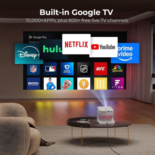 D5 Full HD Projector 1080P 4K Google TV Voice Control Auto Focus Short Throw Flip Projector